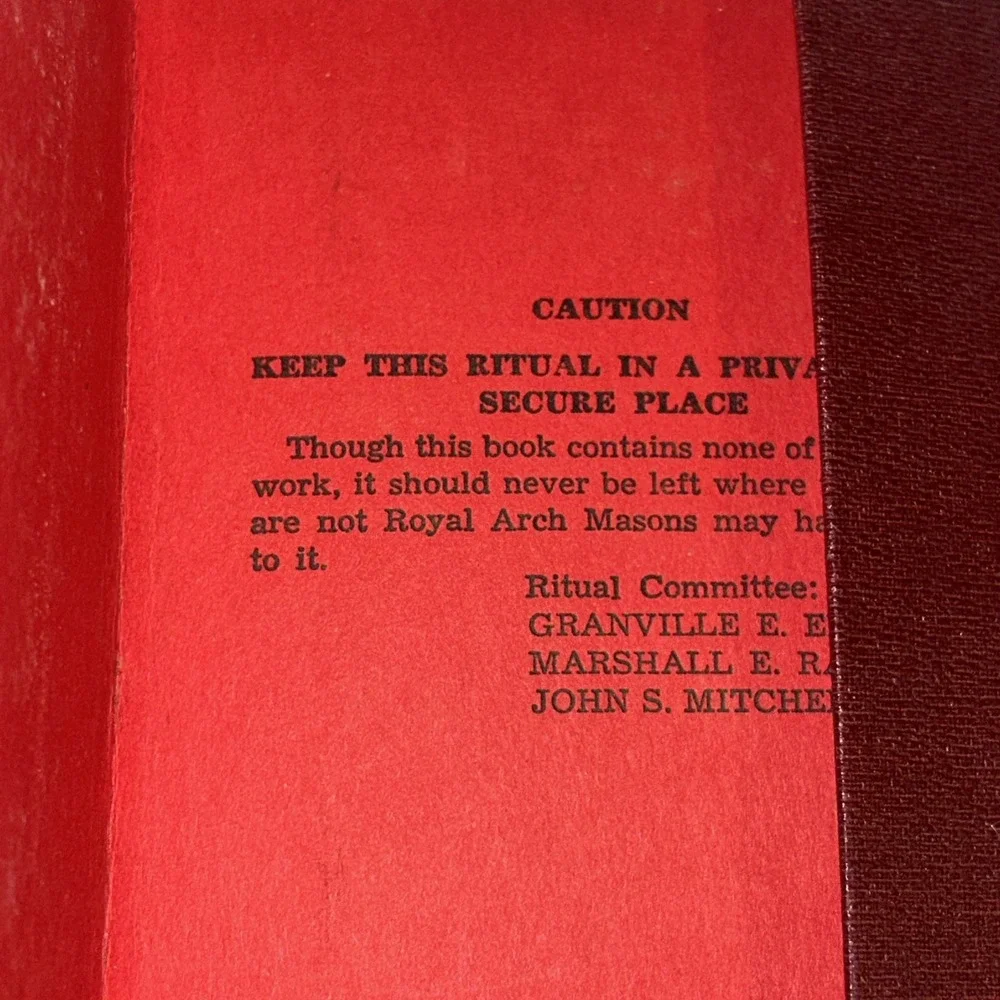 Personal Free Mason Masonic Ritual Book Secret‎ Burgundy Tennessee 1958